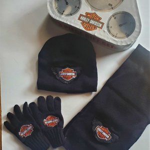 COPY - Harley-Davidson  KIDS Black Knit Logo Hat, Gloves & Scarf Gift Set - 4-7…